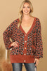 FURRY LEOPARD BUTTON DOWN CARDIGAN