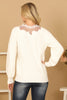 LACE NECK DETAIL RIB SWEATER