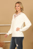 LACE NECK DETAIL RIB SWEATER