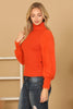 FUR SLEEVES RIBBED TURTLENECK SWEATER