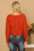 CHUNKY CABLE KNIT OFF SHOULDER CROP SWEATER