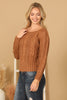 CHUNKY CABLE KNIT OFF SHOULDER CROP SWEATER