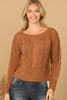 CHUNKY CABLE KNIT OFF SHOULDER CROP SWEATER