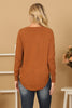 V-NECK LONG SLEEVE CURVE HEM SWEATER