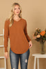 V-NECK LONG SLEEVE CURVE HEM SWEATER
