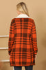 PLAID FUR LINED COAT WIDE COLLARS JACKET - Riah Fashion