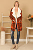 PLAID FUR LINED COAT WIDE COLLARS JACKET - Riah Fashion