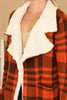 PLAID FUR LINED COAT WIDE COLLARS JACKET - Riah Fashion