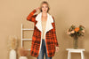 PLAID FUR LINED COAT WIDE COLLARS JACKET - Riah Fashion