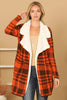 PLAID FUR LINED COAT WIDE COLLARS JACKET - Riah Fashion