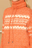 TURTLE NECK  DRAWSTRING PRINTED KNIT SWEATER