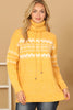 TURTLE NECK  DRAWSTRING PRINTED KNIT SWEATER