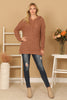 RIBBED POPCORN KNIT TUNIC HOODIE SWEATER
