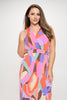 PLUS SIZE WRAP NECK PRINTED MAXI DRESS