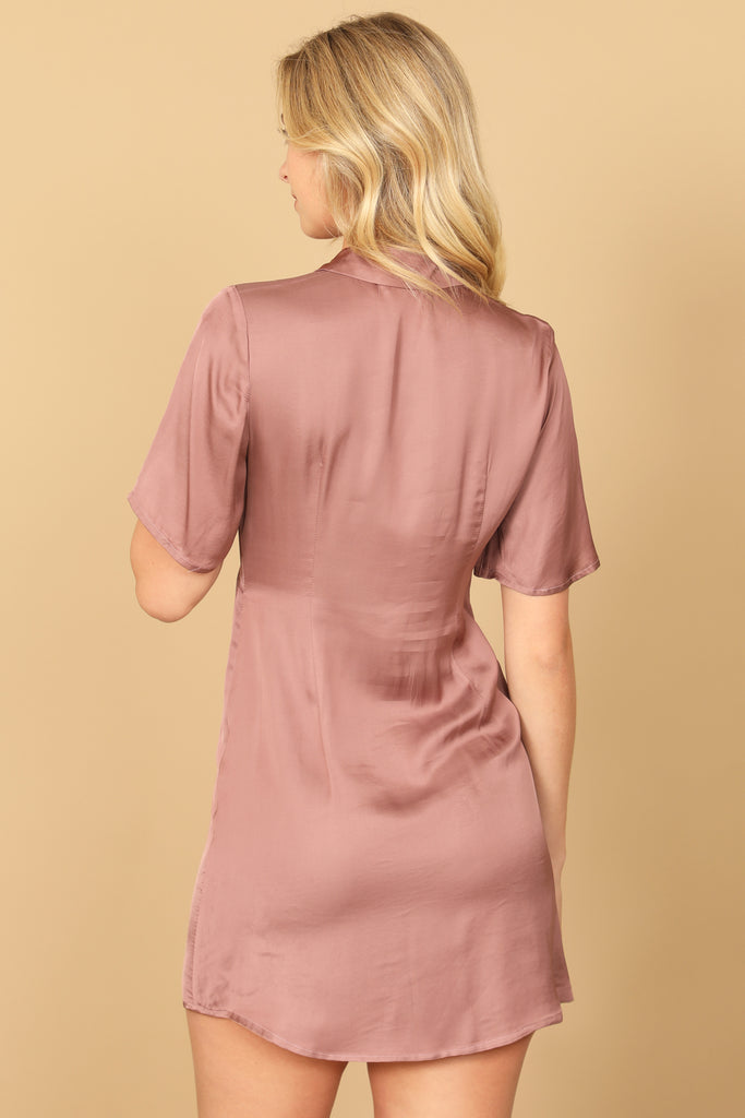 SHORT SLEEVE BUTTON DOWN MINI DRESS