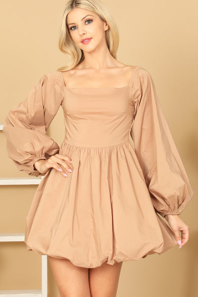 mini dress with long puff sleeves I've Got Sunshine Puff Sleeve Mini Dress White