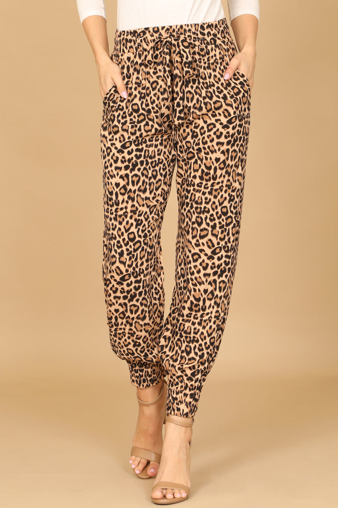 【mnem】Hardil Leopard Pintuck Pants GARTERIZED HEM LEOPARD PANTS – Riah Fashion