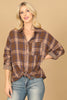 PLAID FRONT KNOT HEM BUTTON DOWN TOP