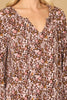 DITSY NOTCH NECK LONG SLEEVE FLORAL TOP