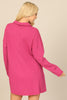 LONG SLEEVE COLLARED BUTTON DETAIL TEXTURED MINI DRESS