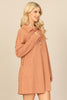 LONG SLEEVE COLLARED BUTTON DETAIL TEXTURED MINI DRESS
