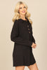 LONG SLEEVE COLLARED BUTTON DETAIL TEXTURED MINI DRESS