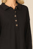 LONG SLEEVE COLLARED BUTTON DETAIL TEXTURED MINI DRESS