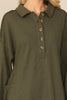 LONG SLEEVE COLLARED BUTTON DETAIL TEXTURED MINI DRESS
