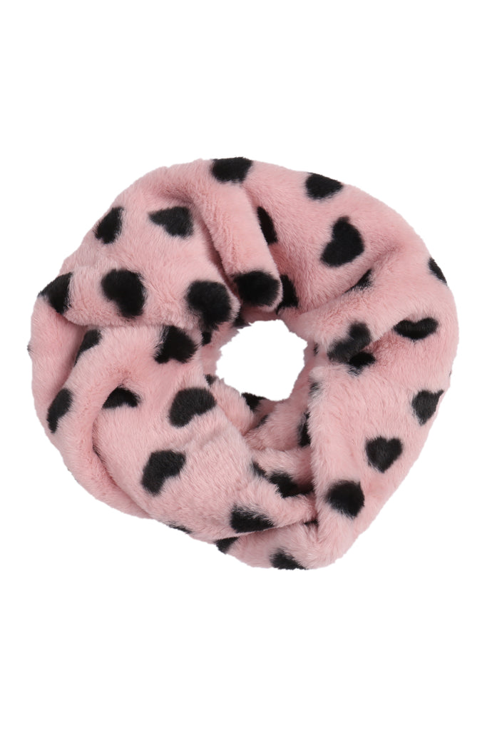 HEART DALMATIAN FAUX FUR INFINITY SCARF