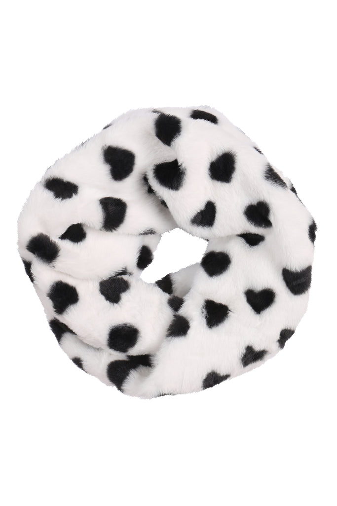 HEART DALMATIAN FAUX FUR INFINITY SCARF