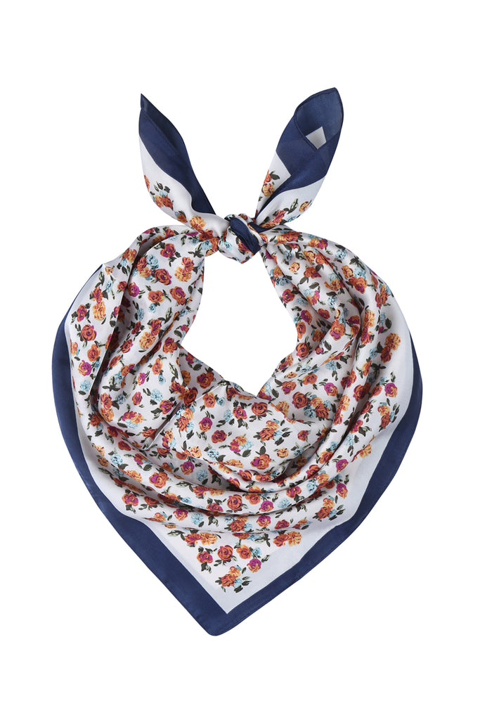 MINI FLORAL SILKY SQUARE SCARF