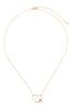 OPEN HEART W/ AIRPLANE ACCENT COLOR PENDANT BRASS NECKLACE