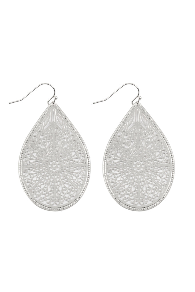 E1094 - FILIGREE TEARDROP HOOK EARRINGS