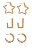 GOLD 3 PAIRS ON A CARD POPCORN TEXTURE FASHION EARRING SET