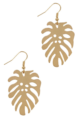 HDE2867 - "BLESSED" ANIMAL PRINT LEATHER FISH HOOK EARRINGS