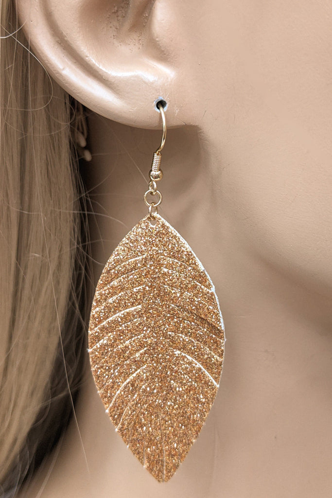 VEAGAN LEATHER FASHION LEAF TEAR DROP EARRINGS