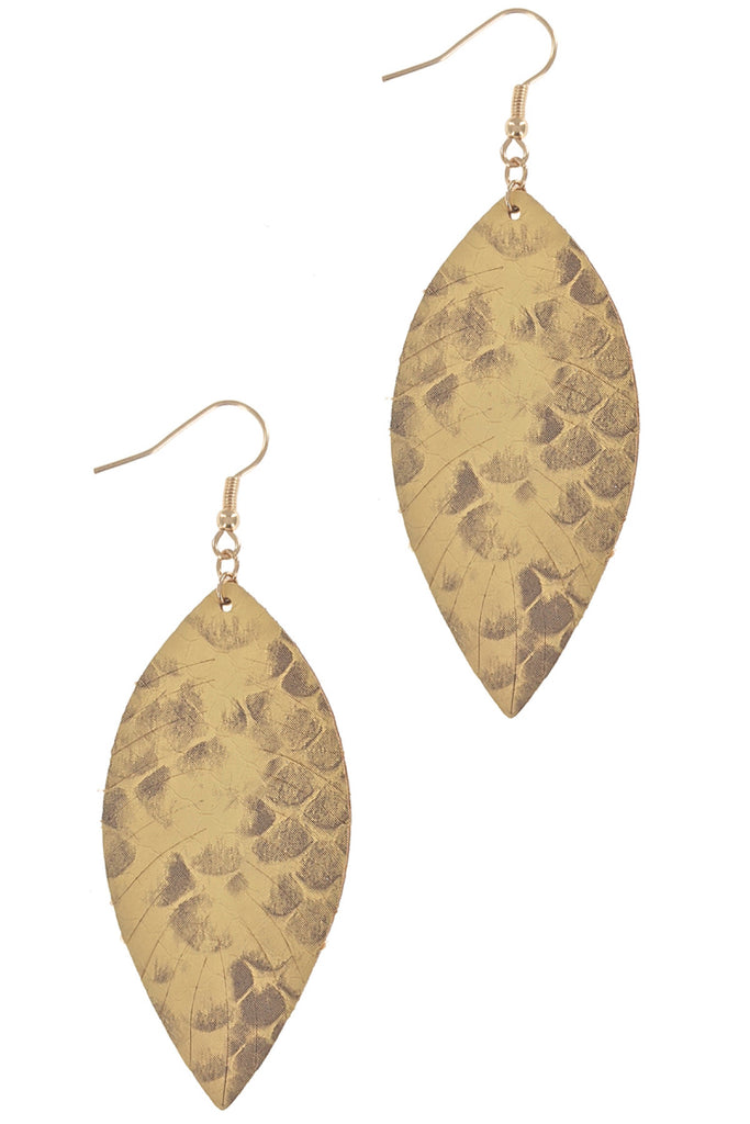 VEAGAN LEATHER FASHION LEAF TEAR DROP EARRINGS