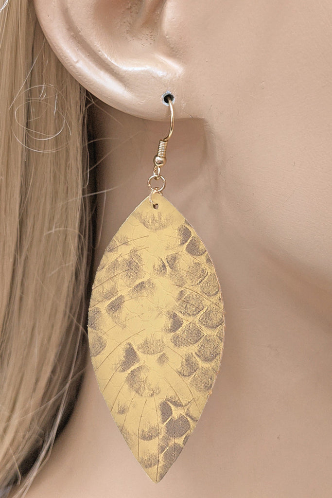 VEAGAN LEATHER FASHION LEAF TEAR DROP EARRINGS