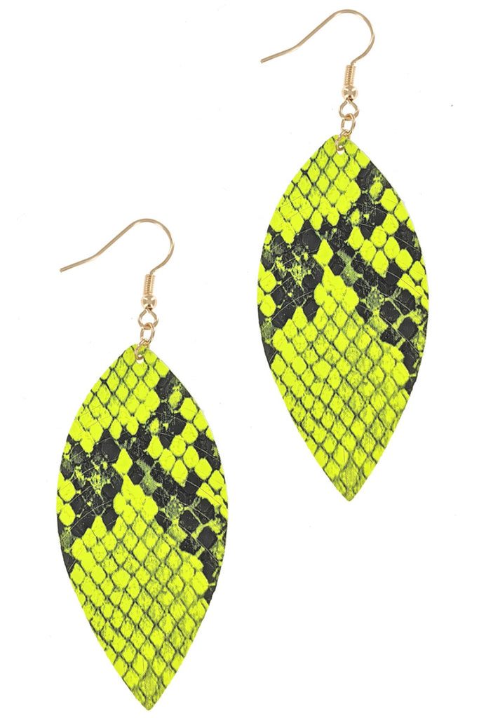 ANIMAL PRINT LEAF DROP EARRINGS