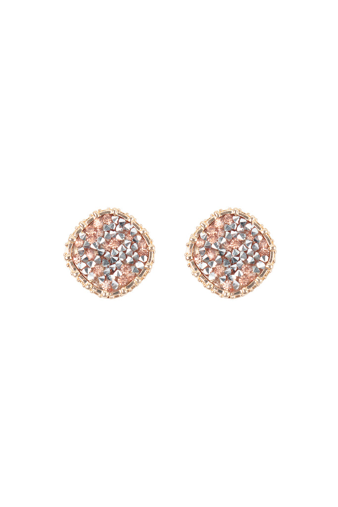 SQUARE PAVE GLITTERS STUD EARRINGS