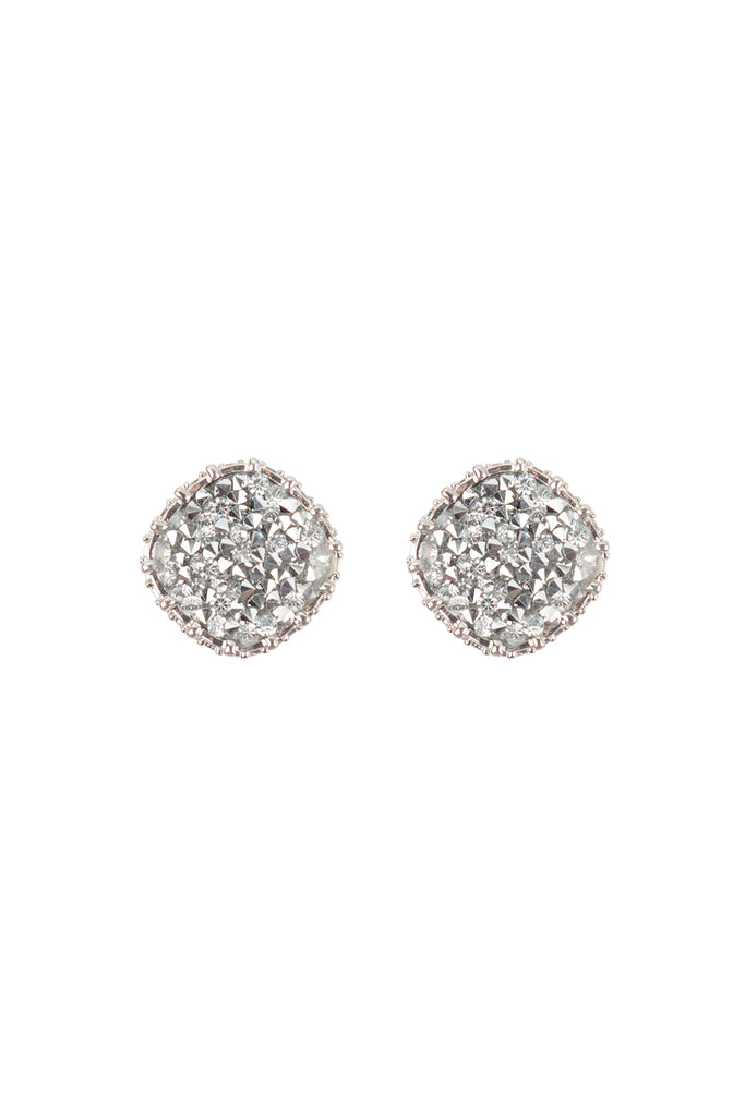 SQUARE PAVE GLITTERS STUD EARRINGS