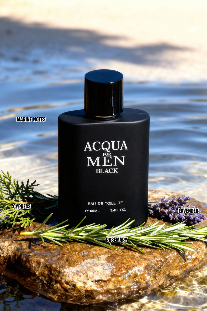 ACQUA FOR MEN BLACK SPRAY COLOGNE EAU DE TOILETTE FOR MEN - 100ML/3.4 FL.OZ.
