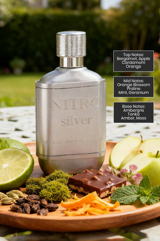 NITRO SILVER SPRAY PERFUME EAU DE PARFUM FOR MEN - 100ML/3.4FL.OZ.