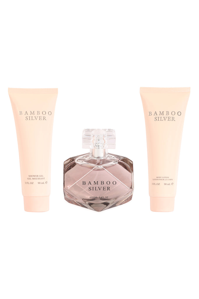 BAMBOO SILVER PERFUME GIFT SET FOR WOMEN 3 PIECE – 100ML EDP + 90ML SHOWER GEL + 90ML BODY LOTION - Riah Fashion