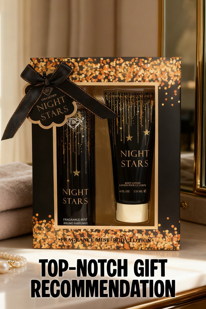 NIGHT STARS FRAGRANCE MIST & BODY LOTION GIFT SET FOR WOMEN – 2 PIECE SET (250MLFRAGRANCE MIST + 120ML BODY LOTION) - Riah Fashion