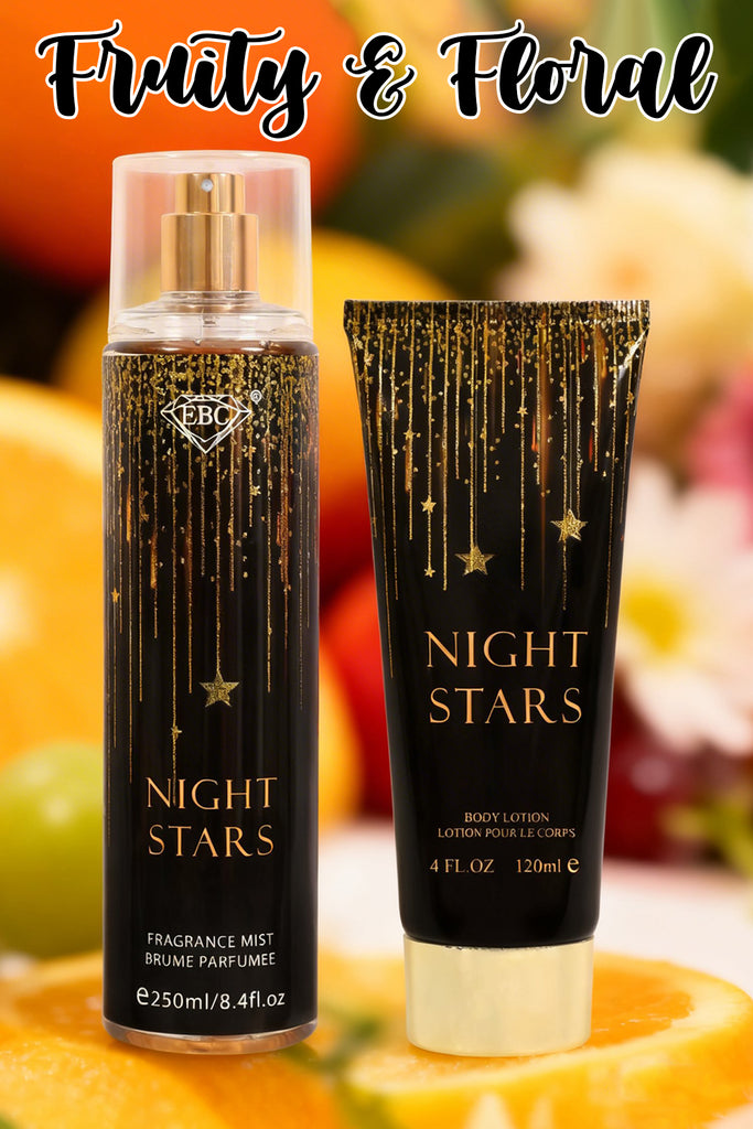 NIGHT STARS FRAGRANCE MIST & BODY LOTION GIFT SET FOR WOMEN – 2 PIECE SET (250MLFRAGRANCE MIST + 120ML BODY LOTION) - Riah Fashion