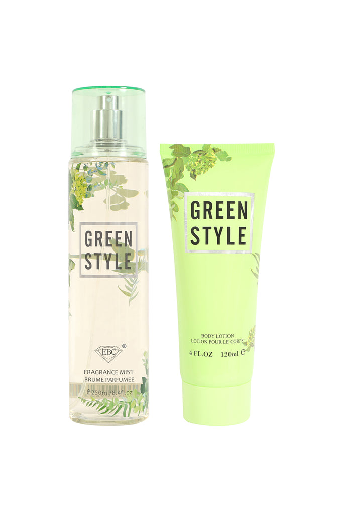 GREEN STYLE FRAGRANCE MIST & BODY LOTION GIFT SET FOR WOMEN – 2 PIECE SET (250ML FRAGRANCE MIST + 120ML BODY LOTION) - Riah Fashion
