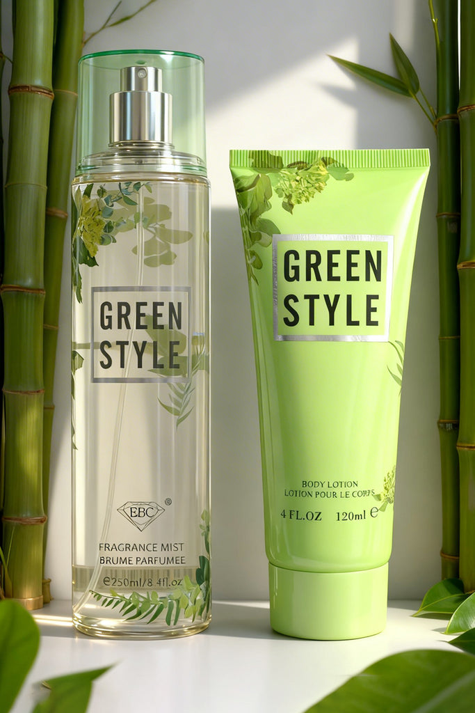 GREEN STYLE FRAGRANCE MIST & BODY LOTION GIFT SET FOR WOMEN – 2 PIECE SET (250ML FRAGRANCE MIST + 120ML BODY LOTION) - Riah Fashion