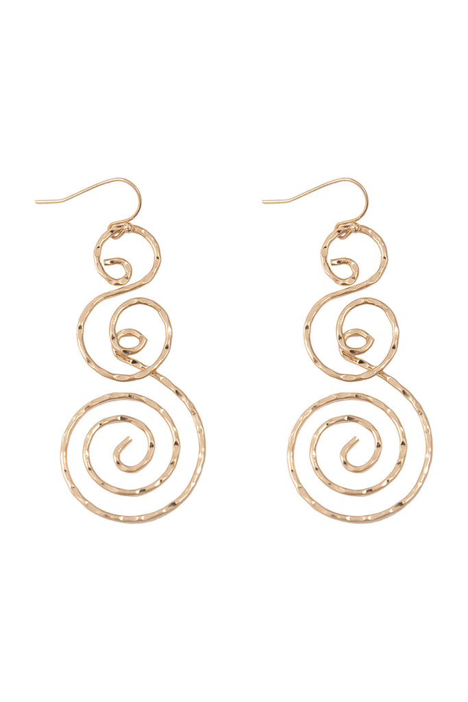 3 ROUND SWIRL TEXTURED DROP EARRINGS