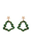 CHRISTMAS WREATH STAR TINSEL DROP EARRINGS